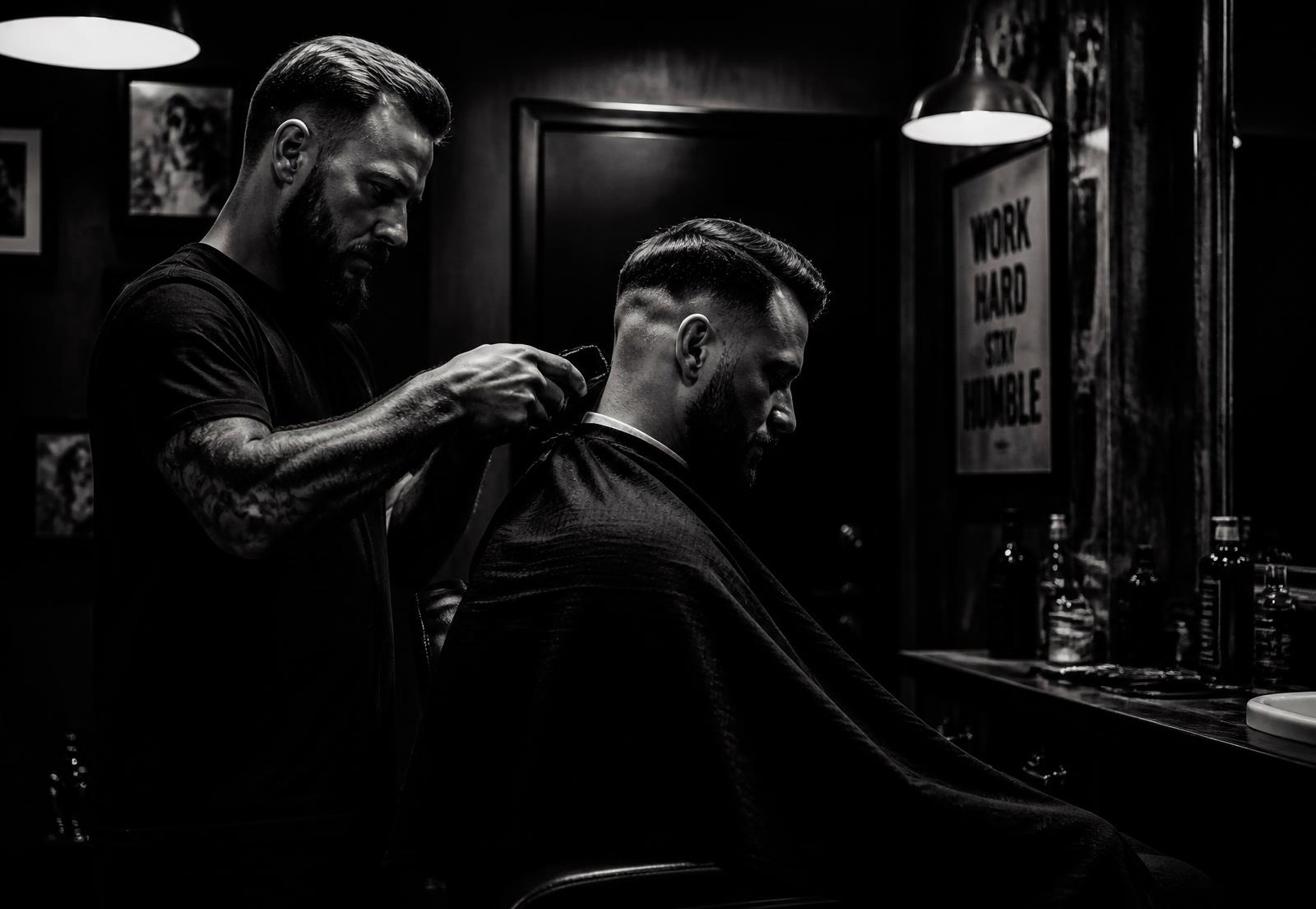 Barber strihá zákazníka v Rýchlokaderníctve